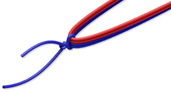 Middle of cord knotted